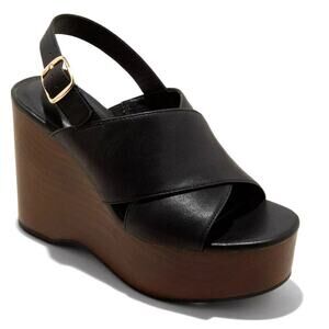 Universal Thread Women's Naomi Black Wood Wedge Heels Memory Foam Insole